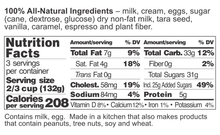 Caramel Latte FDA Label