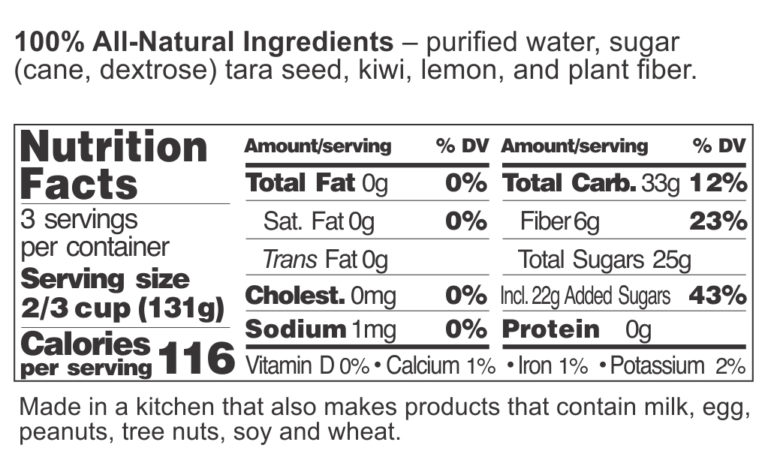 Kiwi Sorbet FDA label