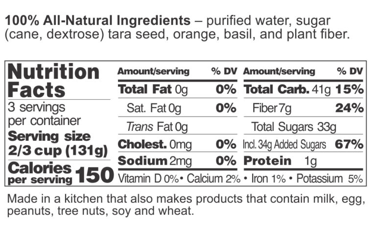 Orange Basil Sorbet FDA Label