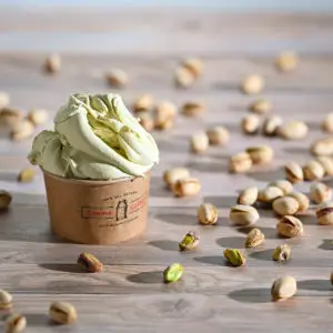 flavorful pistachio gelato in cup