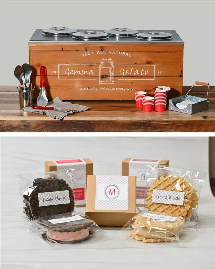 gelato drop box and pizzelle gelato sandwiches